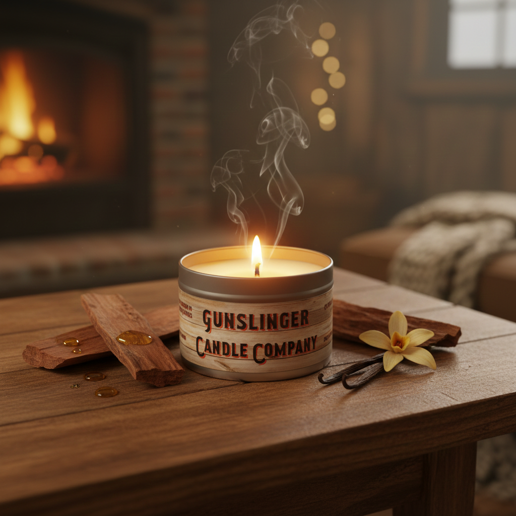 Gunslinger Natural Soy Wax Candle with Crackling Wood Wick