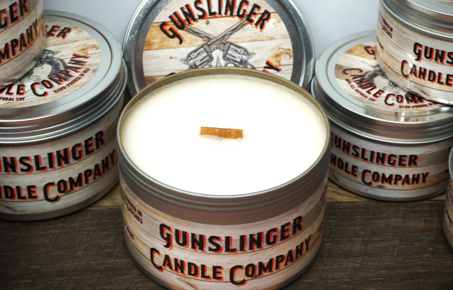 large hand poured soy candle with crackling wood wick
